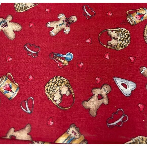 Gingerbread-Themed Cotton Fabric 14x30" Festive Design Baking Hearts Sweet Fun - Picture 9 of 12